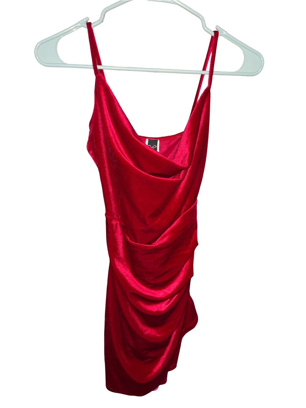 Windsor Red Satin Draped Mini Slip Dress